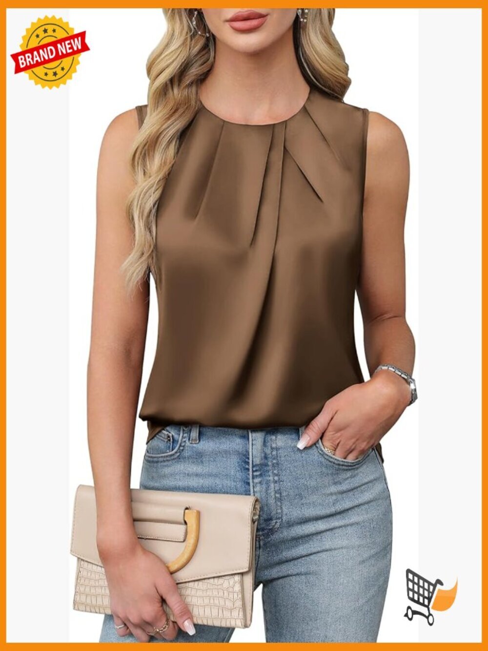 Satin Tank Top Women's Business Casual Blouse Recycled Material Work Shirt